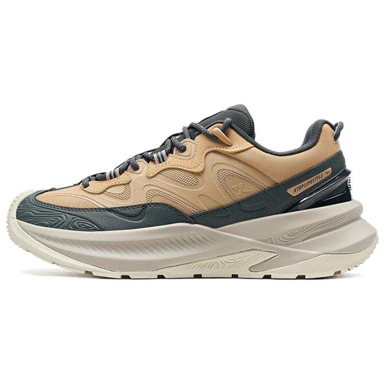 XTEP Cushioning Slip Resistant Abrasion Resistant Low top Casual Shoes Men's Pineapple Apricot Coal Black