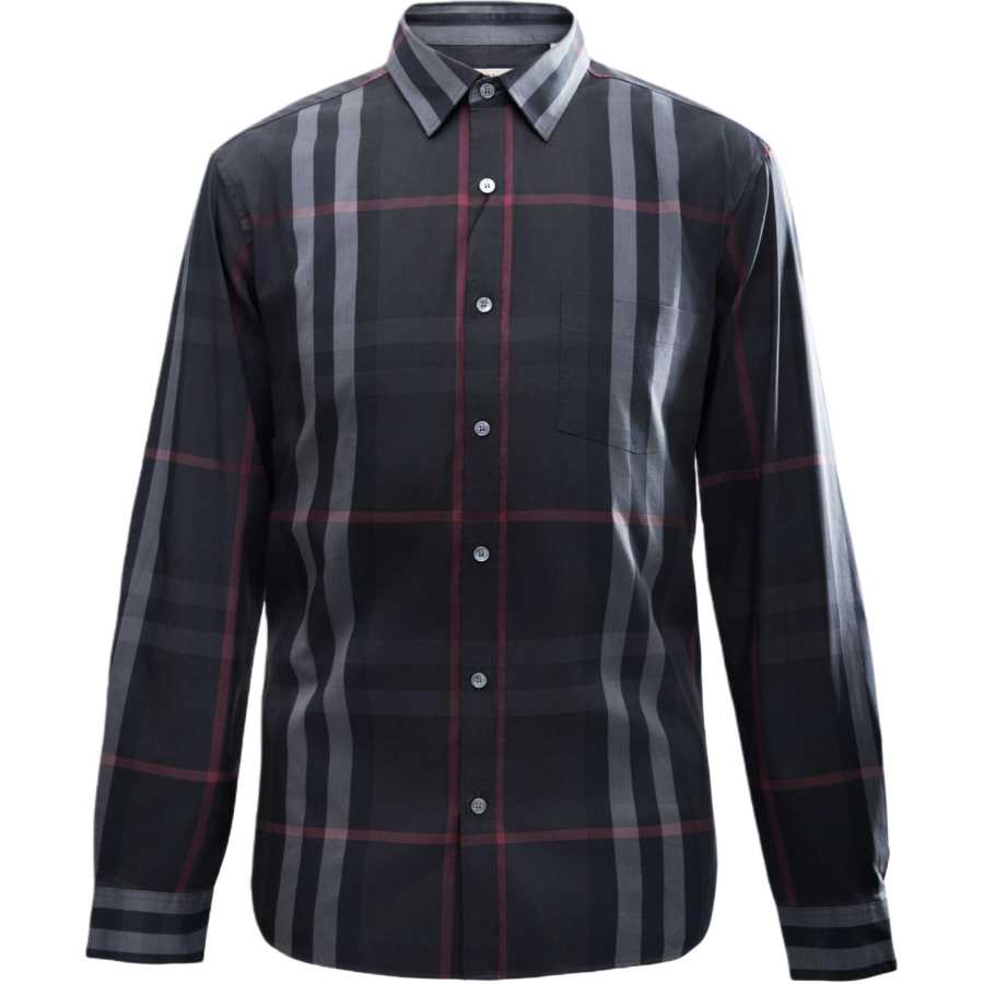 Burberry Shirts Men's Black Gray Color Lapel Moderate Other