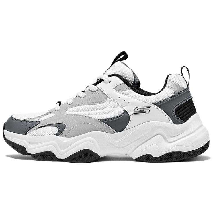 Skechers DLITES Cushioning Abrasion Resistant Breathable Height Increasing Low top Casual Shoes Men's White