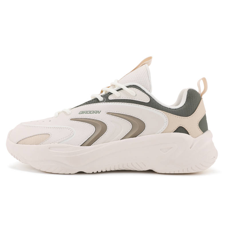 QIAODAN Slip Resistant Abrasion Resistant Low top Casual Shoes Men's White Brown