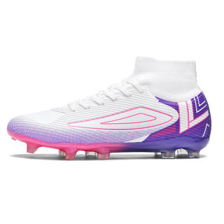 Keliqee FG Firm Ground Soft Ground Slip Resistant, Abrasion Resistant, Breathable Soccer Shoes Unisex White Purple Pink