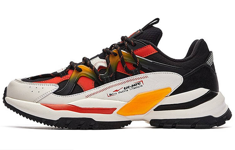 Erke Casual Shoes Men's Low Top Jet Black/Orange Red