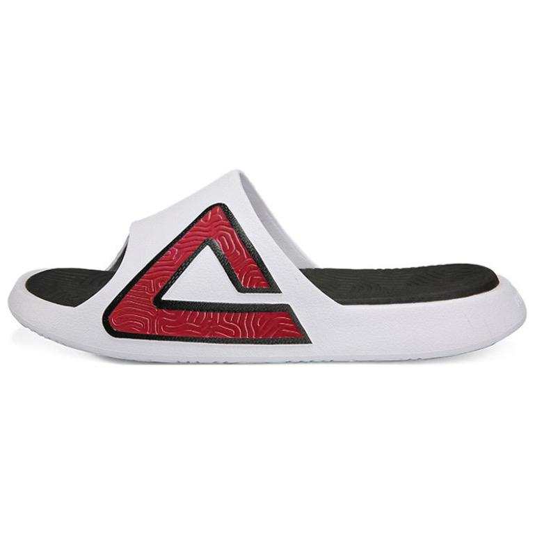 PEAK Tai Ji1.0 EVA Quiet Slip Resistant Abrasion Resistant Slide Slippers Men's White Red