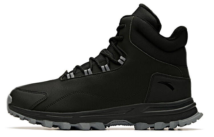 Anta Fabric Slip Resistant Abrasion Resistant Height Increasing Thermal High top Sports Casual Shoes Black