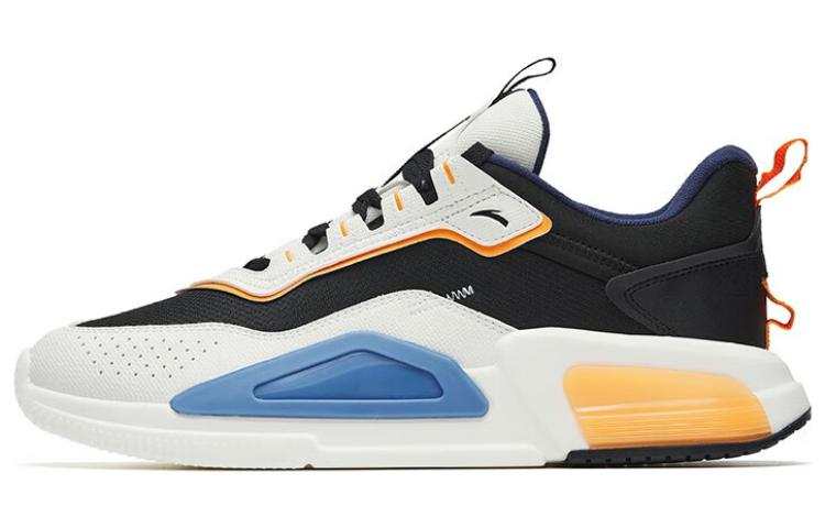 ANTA Rubik's Cube Casual Shoes Men's Low Top Black/Ivory White/Fluorescent Sunset Orange