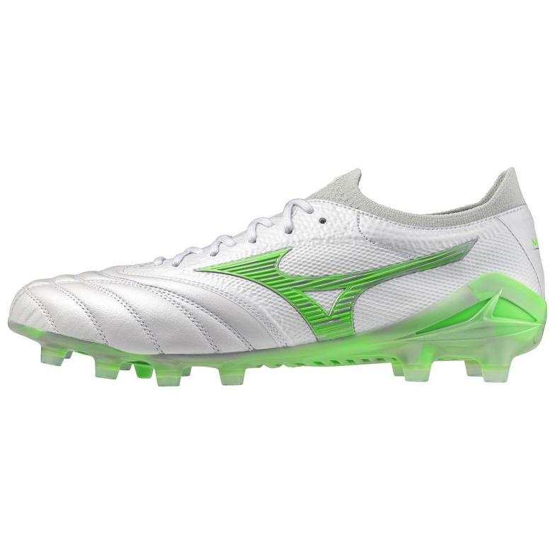 Mizuno Morelia Neo 4 HG Hard Ground Natural Grass Slip Resistant Abrasion Resistant Soccer Shoes Unisex White Green