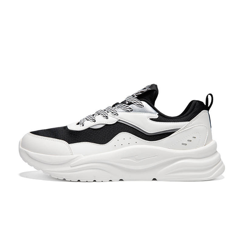 Erke Cushioning Abrasion Resistant Breathable Low top Casual Shoes Men's Jet Black Microcrystal White