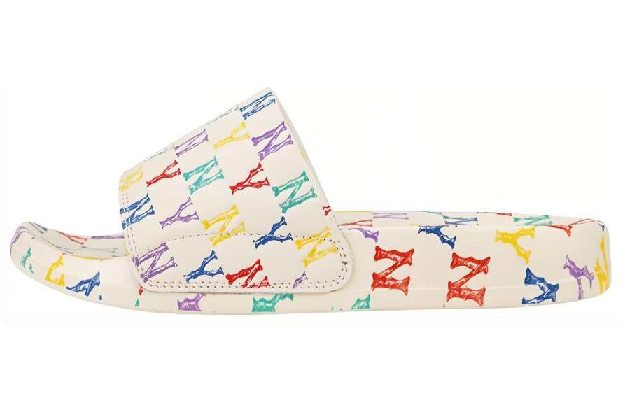 MLB MLB MONOGRAM Abrasion Resistant Slide Slippers Unisex White