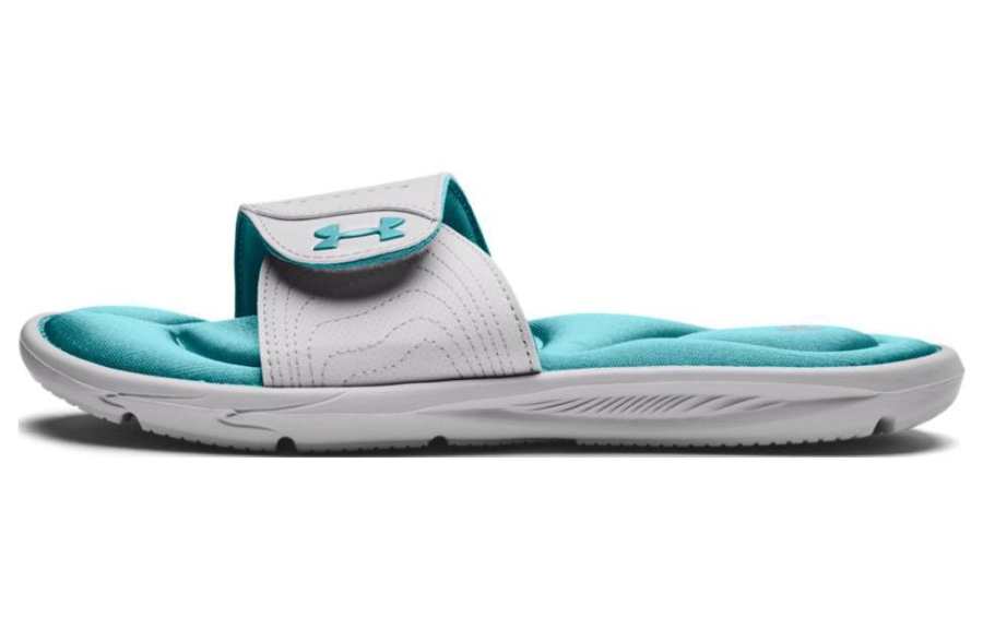 Under Armour UA Ignite Comfortable Rubber Sole Embroidery Quick Dry Quick Dry Slide Slippers Women's White Green