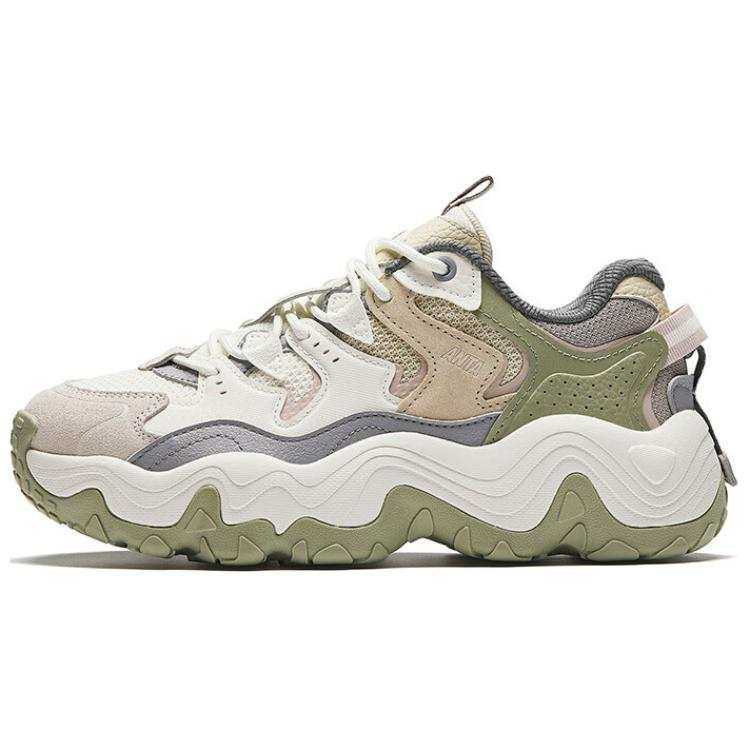 Anta Slip Resistant Abrasion Resistant Low top Casual Shoes Women's White Green
