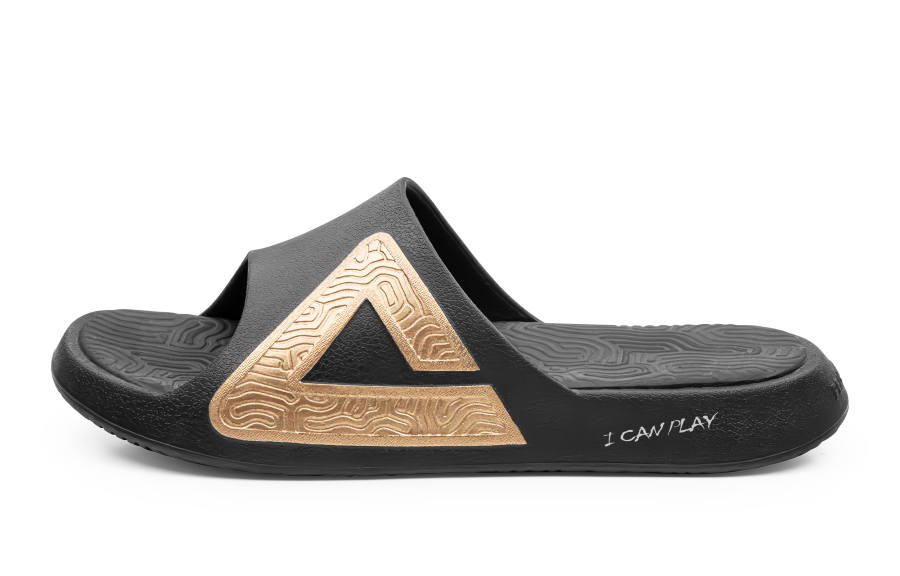 PEAK Tai Ji1.0 EVA Quiet Slip Resistant Abrasion Resistant Slide Slippers Men's Black Gold Stone
