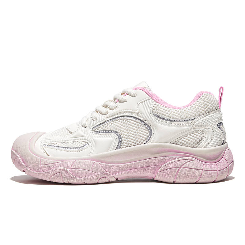 FEIYUE Vintage Abrasion-Resistant Breathable Low-top Casual Shoes Women's Beige Pink