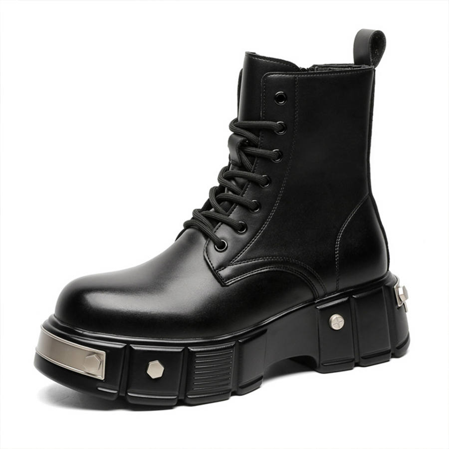 MADALLO MADALLO PU Short Combat Boots Men's Black