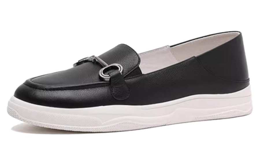 Satchi Cow Leather Loafers 3cm Women's Black