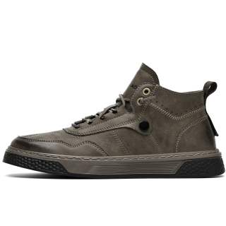 Rich Birds Microfiber Leather Abrasion Resistant Lightweight Slip Resistant Mid top Skateboard Shoes Men's Khaki