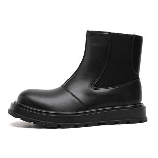 PINYI Microfiber Leather Chelsea Boots Men's Black