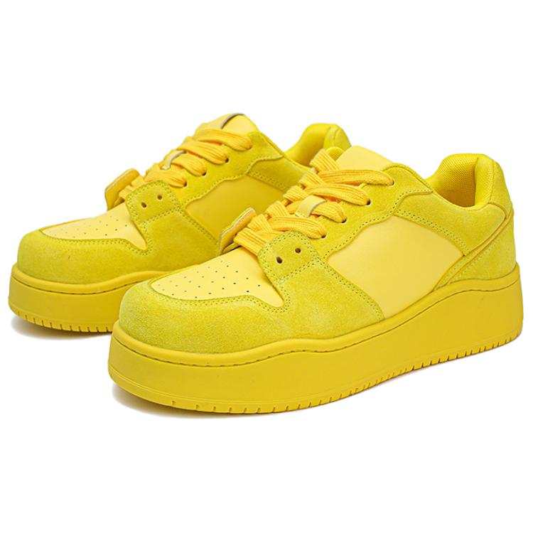 BAILUNHAN Cow Split Leather Slip Resistant Slip Resistant Low top Skateboard Shoes Men's Yellow