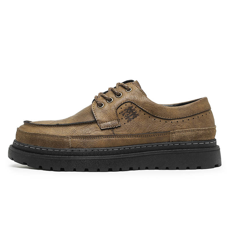 Mulinsen Casual Leather Shoes Men's Low Top Brown/Black