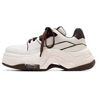 VITTORIO VENTURA Top Grain Cow Leather Low top Casual Shoes Women's Ecru With Coffee Edge