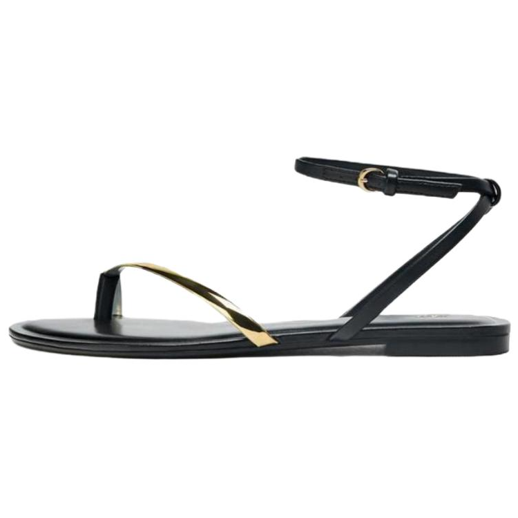 ZARA Pu One Strap Sandals 1CM Women's Black