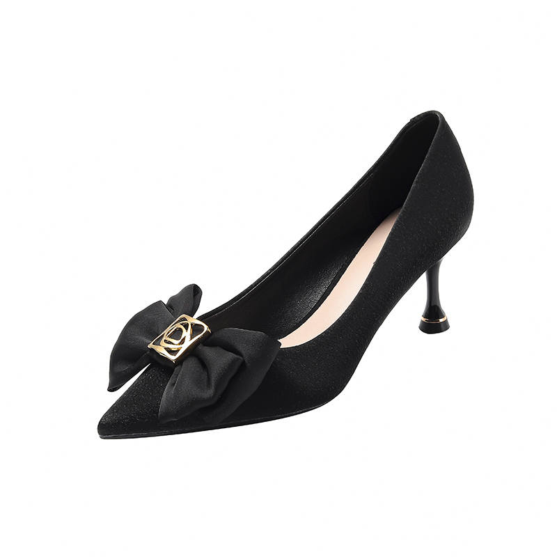 Qiandongmeili Leather Slim Heel High Heels 6CM Women's