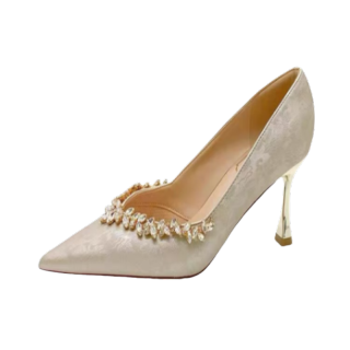 WOXXXN Pu Slim Heel High Heels Women's Champagne