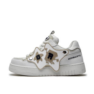 WONSURETO Slip Resistant, Abrasion Resistant, Lightweight, Breathable, Height Increasing Skateboard Shoes Unisex Ecru