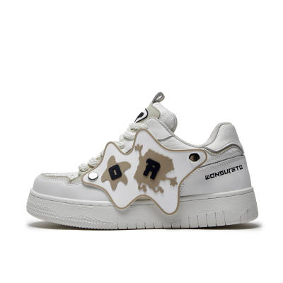 WONSURETO Slip Resistant, Abrasion Resistant, Lightweight, Breathable, Height Increasing Skateboard Shoes Unisex Ecru