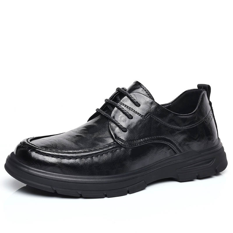 CITONGXIANSHENG Cow Split Leather Casual Shoes Men's Black