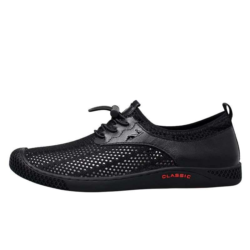 YINGLUNQISHI Top Grain Cow Leather Men's Casual Shoes Men's Black