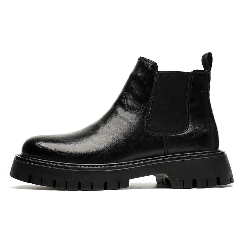 ZONEJOY ZONEJOY Synthetic Leather Crew Chelsea Boots Men's Black