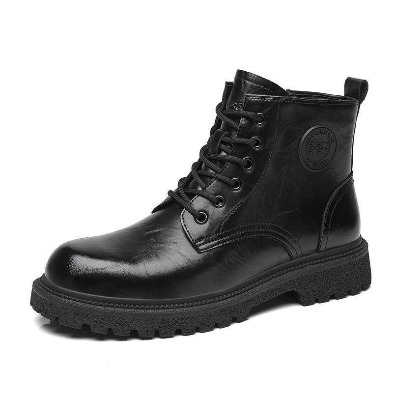 Mulinsen Cow Split Leather Short Combat Boots Men's