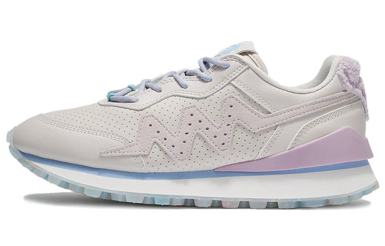 Li-Ning Li Ning Marshmallow Synthetic Leather Cushioning, Wear Resistant Low top Sports Casual Shoes Women's White Gray