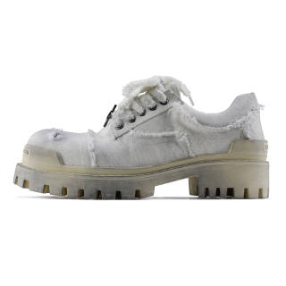 HANQIAORIJI Black Blood Collection Denim Low top Casual Shoes Men's Distressed White