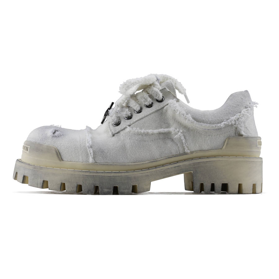 HANQIAORIJI Black Blood Collection Denim Low top Casual Shoes Men's Distressed White