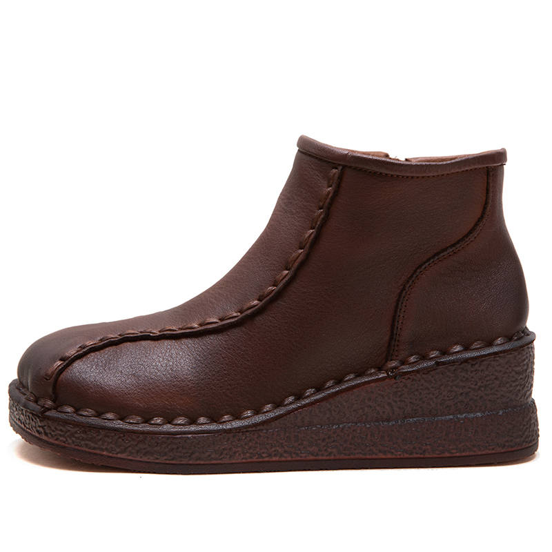 JIEZHOU Top Grain Cow Leather Ankle Boots Women's