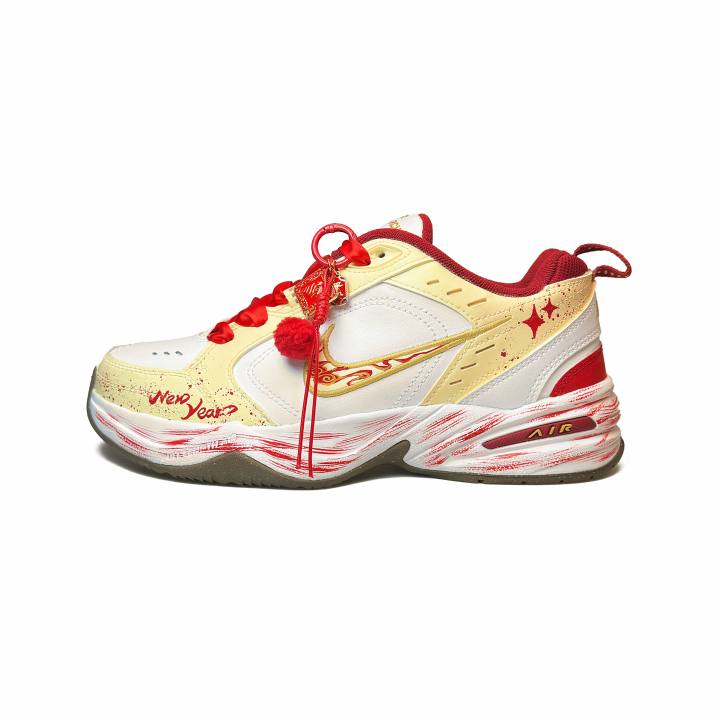 Nike Nike Air Monarch 4 Cushioning Slip Resistant Low top Casual Shoes Unisex Yellow Red