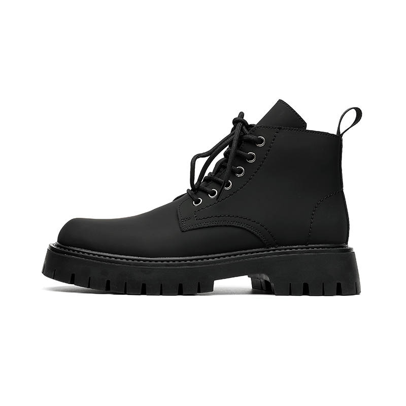 KAQIAODI Microfiber Leather Short Combat Boots Men's Black