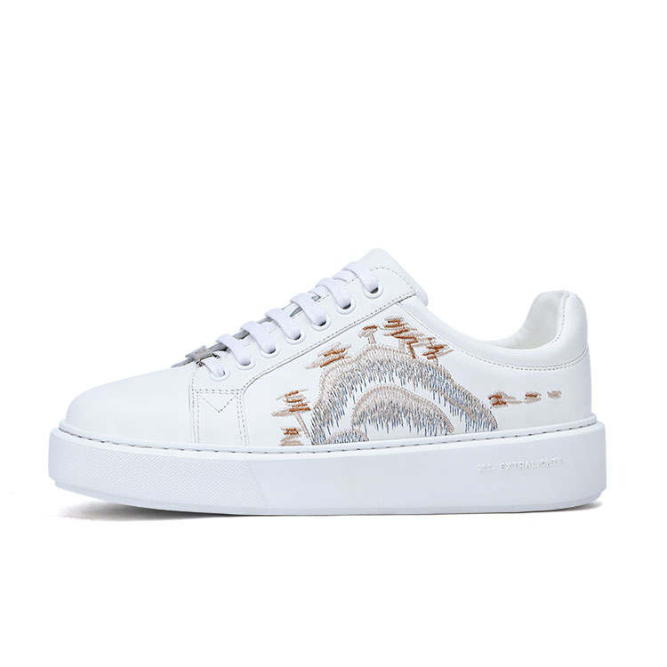 U7 Top Grain Cow Leather Low top Skateboard Shoes Men's White