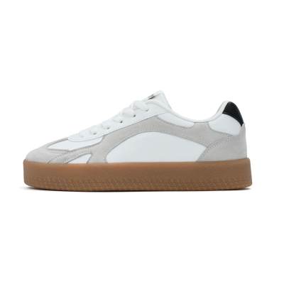 URAKCK Synthetic Leather Low top Skateboard Shoes Unisex White Gray