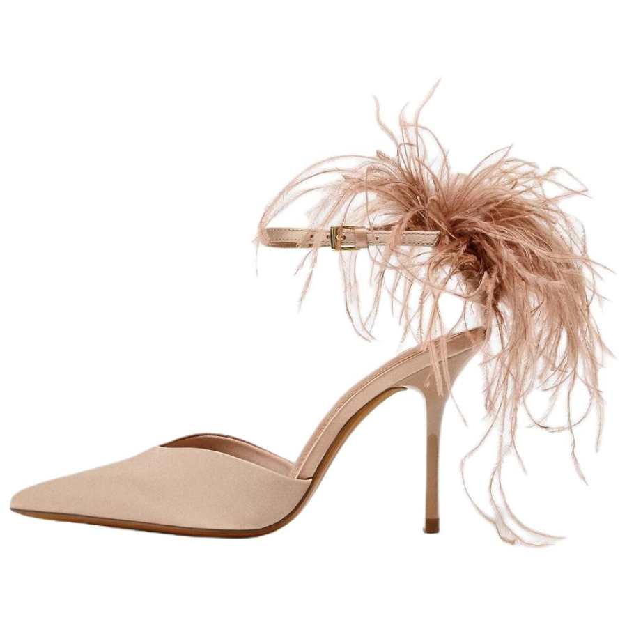 ZARA Slim Heel High Heels 9.5cm Women's Umber