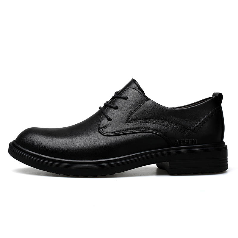 AIPSEN Top Grain Cow Leather Dress Shoes Men's Black