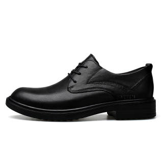 AIPSEN Top Grain Cow Leather Dress Shoes Men's Black