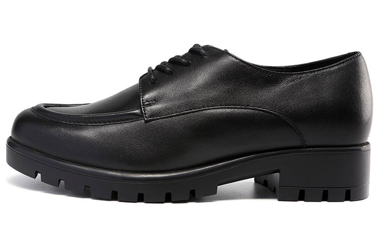Satchi Top Grain Cow Leather Casual Shoes 4cm Women's Black