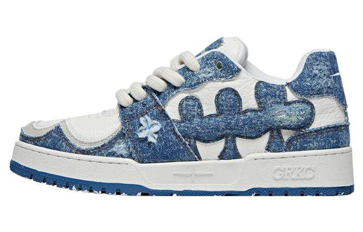 GRKC SHOOT BRAND x GRKC PAST V1 LOW top Stylish Skateboarding Shoes Unisex White Blue