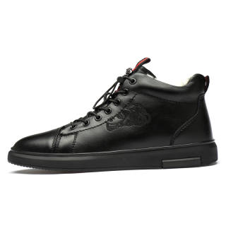 XIMO BULL Top Grain Cow Leather Casual Shoes Men's Black
