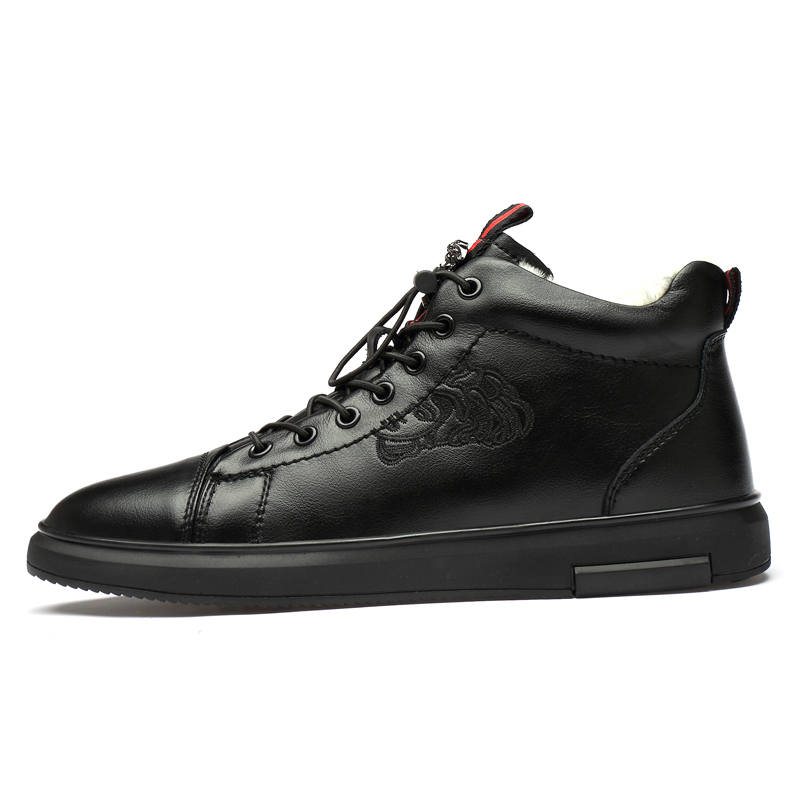 XIMO BULL Top Grain Cow Leather Casual Shoes Men's Black