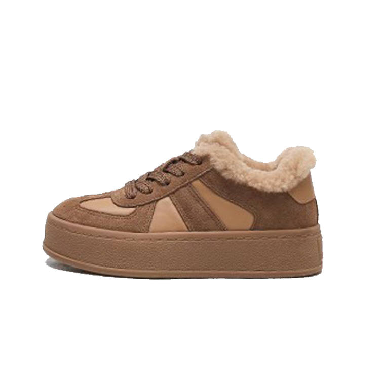 WOOS BOBO Microfiber Leather Fleece Lined Comfortable Thermal Height Increasing Low top Skateboard Shoes Women's