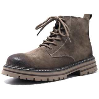 JIETEGONGYANG Top Grain Pig Leather Combat Boots Men's