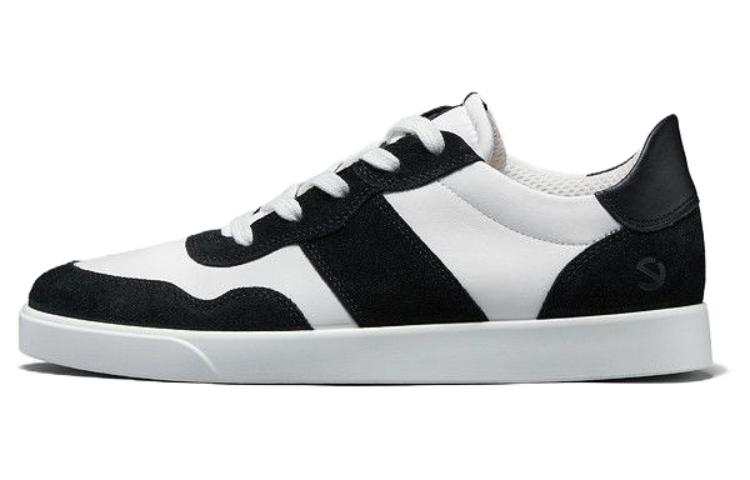 Ecco Leather Abrasion Resistant Low top Skateboard Shoes Men's Black White